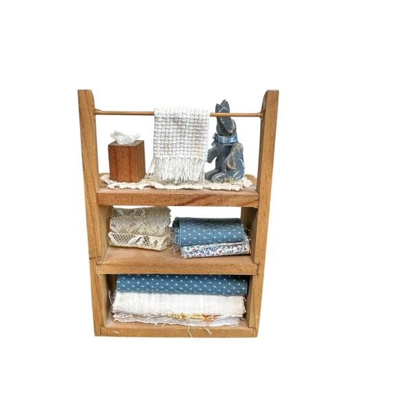 Vintage Dollhouse Miniature Furniture Lot Kitchen Hutch And Baby Changing Table - Picture 4 of 15